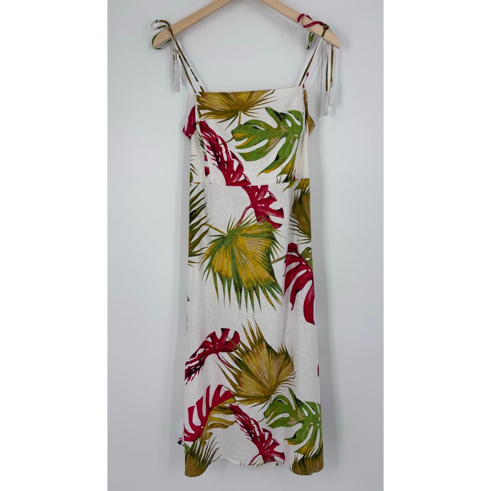 House of Harlow 1960 0779800 Tropical Palm Linen Blend Midi Dress Women M Resort